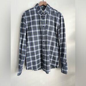 Johnnie-O Hangin Out Men L Blue Plaid Bernard button up flannel Shirt Twilight L
